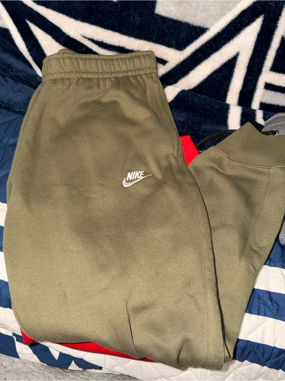 Nike Olive Green mens Joggers with White Logo